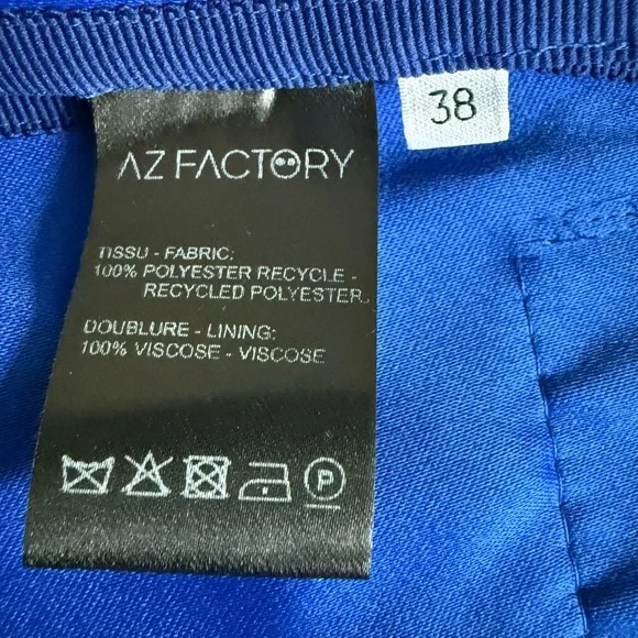 AZ Factory Cobalt Blue Satin Blazer & Mini Skirt Suit Graduation - Picture 14 of 16